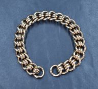 A heavy 9ct gold fancy link bracelet with missing clasp, approx 47.5g and 18.5cm long