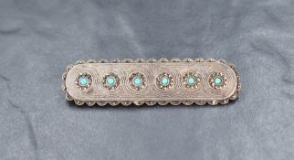 A Theodor Fahrner marcasite and turquoise rectangular brooch having an infinity symbol motif