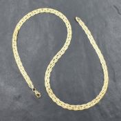 A 9ct gold plaited four strand collarette style necklace, approx 16' & 6g