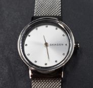 A lady's Skagen quartz wrist watch model SKW2715 having a diamante dot dial on a silver face in a