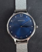 A lady's Skagen quartz wrist watch model SKW2307 having a diamante dot dial on a blue face in a