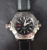 A Seiko map meter perpetual calendar 200M wrist watch, no:592221, having black face with baton