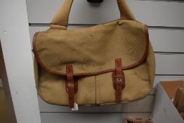 Brady Halesowen vintage English canvas game fishing bag with leather trim