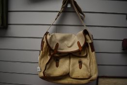 A lined game/fishing bag by Brady of Halesowen with leather trim