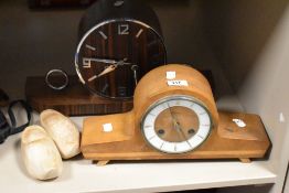 Two Art Deco style mantel clocks, one having chrome numerals and decoration both have keys sold