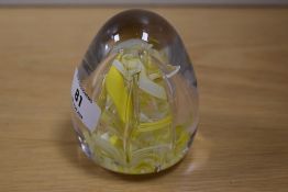 A Whitefriars paperweight by Ray Annenberg in yellow and white Millefiori swirl Catalogue No 9893