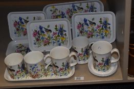 Six Melamaster 'Country Garden by V Pfeiffer' melamine sandwich trays of assorted sizes, four