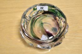 A Whitefriars Heather knobbly shallow bowl by Ray Annenberg Catalogue No 9846