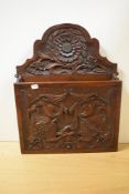 A late 19th Century mahogany letter rack, of Arts and Crafts design, measuring 55cm high