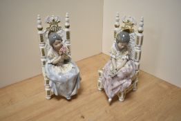 A pair of Lladro porcelain figurines, comprising Appreciation 1396 and Second Thoughts 1397, both