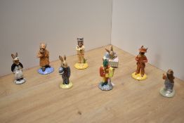 A group of eight Royal Doulton bone china Bunnykins figures, comprising Mother's Day DB155, Nurse