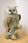 A large and impressive Capo Di Monte limited edition porcelain owl study, by Bihdi, modelled perched