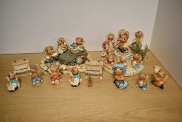 A collection of hand-painted stonecraft Pendelfin anthropomorphic rabbit figures, to include, 2 Roly