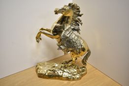 After Guillaume Coustou (1743-1745) a large 20th century cast-brass Marley Horse figure, modelled