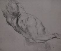 After Peter Paul Rubens (1577-1640, Flemish Baroque), print, 'Study of a Male Torso', framed,