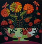 Linda Farquharson (20th Century, British), linocut, 'Autumn Posy', initials to the lower right,