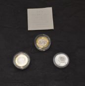 Two GB modern Silver Proof Piedfort Two Pound Coins, 2007 Slavery & 2007 300th Anniversary, no
