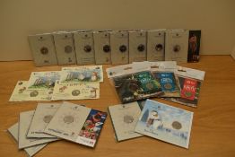 Seventeen Royal Mint Brilliant Uncirculated 50p Coins including Commonwealth Games 2022, Harry