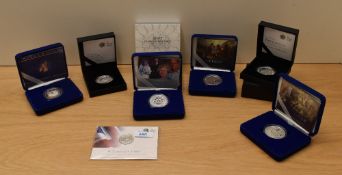 Seven Royal GB Silver Coins, 2013 George & Dragon Brilliant Uncirculated Twenty Pounds, 2010 Two