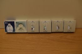 Six Royal Mint The Snowman 50p Silver Proof Coins, 2018, 2019, 2020, 2021, 2022 Snowman & The Dog,