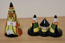 A 20th Century Lorna Bailey for Old Ellgreave Pottery pepper pot, of conical form, measuring 15cm