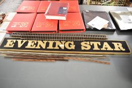 A modern Replica Full Size Locomotive Name Plate, Evening Star, length 117cm