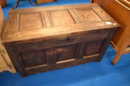 A period oak three panelled kist, approx 110 x 55 x 59cm