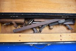 A vintage joiners toolbox and contents