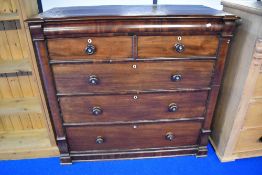 A Victorian mahogany chest lf two over three drawers, having mother of pearl escutcheons etc,