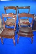 Two pairs of Victorian railback kitchen chairs