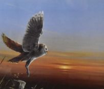 After Alan B. Hayman (20th Century, British), coloured print, 'The Night Patrol', an owl in
