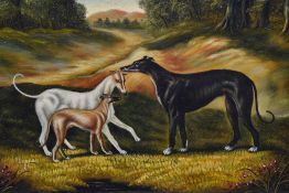 In the manner of John Frederick Herring Sr. (1815-1907, British), oil on board, Greyhounds,