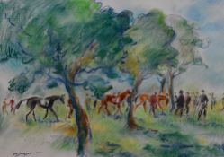 Matthieu Sordot (Contemporary, French), pastel, 'Criterium de Maisons-Laffitte', a depiction of