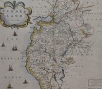 *Local Interest - After Robert Morden (1650-1703, British), coloured engravings, Two illustrations