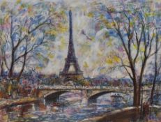20th Century French School, mixed media, 'Paris', signed and dated '90 to the lower right, framed