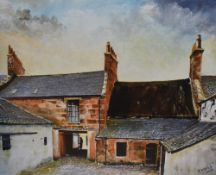 J.Dykes (20th Century, British), acrylic on board, 'Ayr, Tam O' Shanter Museum, Back Courtyard',
