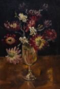 Margaret Soar (20th Century), oil on board, 'Flowerpiece', A still life arrangement depicting
