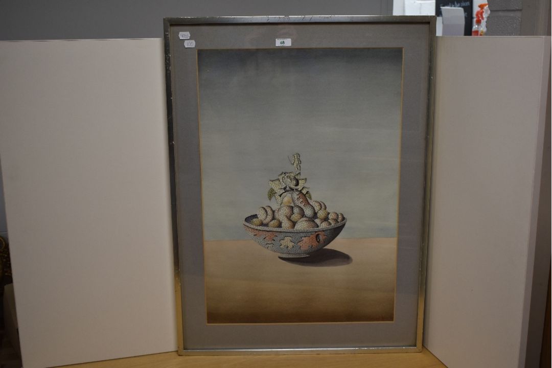 Gordon Davy (20th Century, British), watercolour, A surrealist illustration depicting a basket of - Image 2 of 3