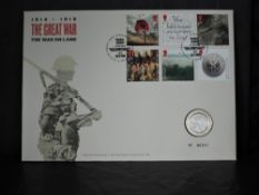 GB 2016 THE GREAT WAR NUMISMATIC FIRST DAY COVER WITH £2 ENCAPSULATED Fine first day cover with