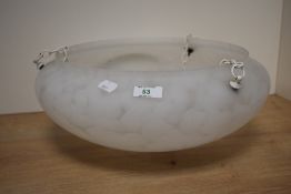 A 1930s opaque mottled glass plafonnier, approx 38cm across.