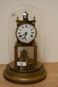 A late 19th / early 20th century brass anniversary clock, by Gustav Becker, having enamelled Roman
