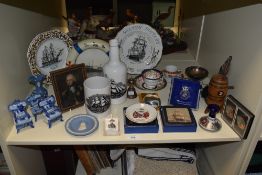 A mixed lot of vintage items, to include Lord Nelson and ship interest plates and place mats,