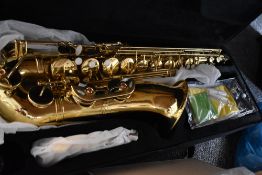 A Gear 4 Music Tenor Saxophone , model TS-100G, with fitted case and unbranded mouthpiece
