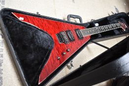 An ESP Ninja 600 Ltd electric guitar, V style with fitted hard case
