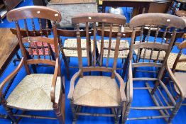 Three 19th Century rockers, two having rush seats
