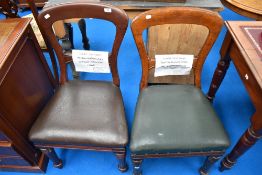 Two Victorian balloon back chairs, one oak , one mahogany , both stamped for LNWR (railway interest)
