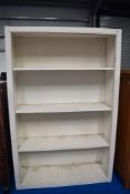 A painted bookshelf