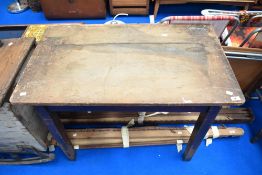 A traditional stained frame kitchen side table