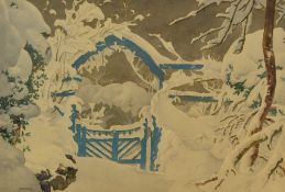 Alexander Mason Trotter (1891-1946, British), watercolour and gouache, A winter landscape with