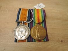 A pair of WWI Medals to 2.LIEUT.J.H.DARLINGTON said to be South Lancs Rgt, War & Victory Medals